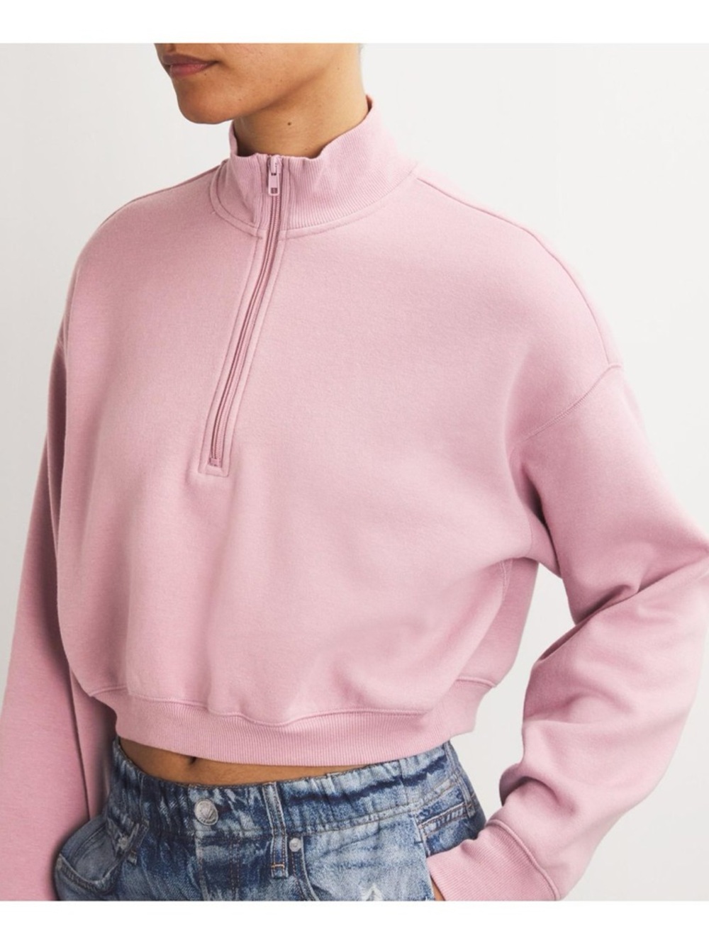 SKIMS Women's Cotton Fleece Cropped Half-Zip